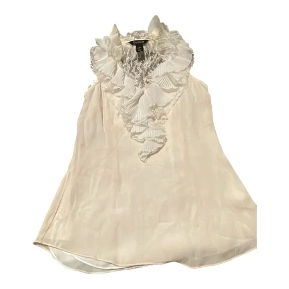 White House Black Market Cream Ruffle Blouse - Picture 1 of 5